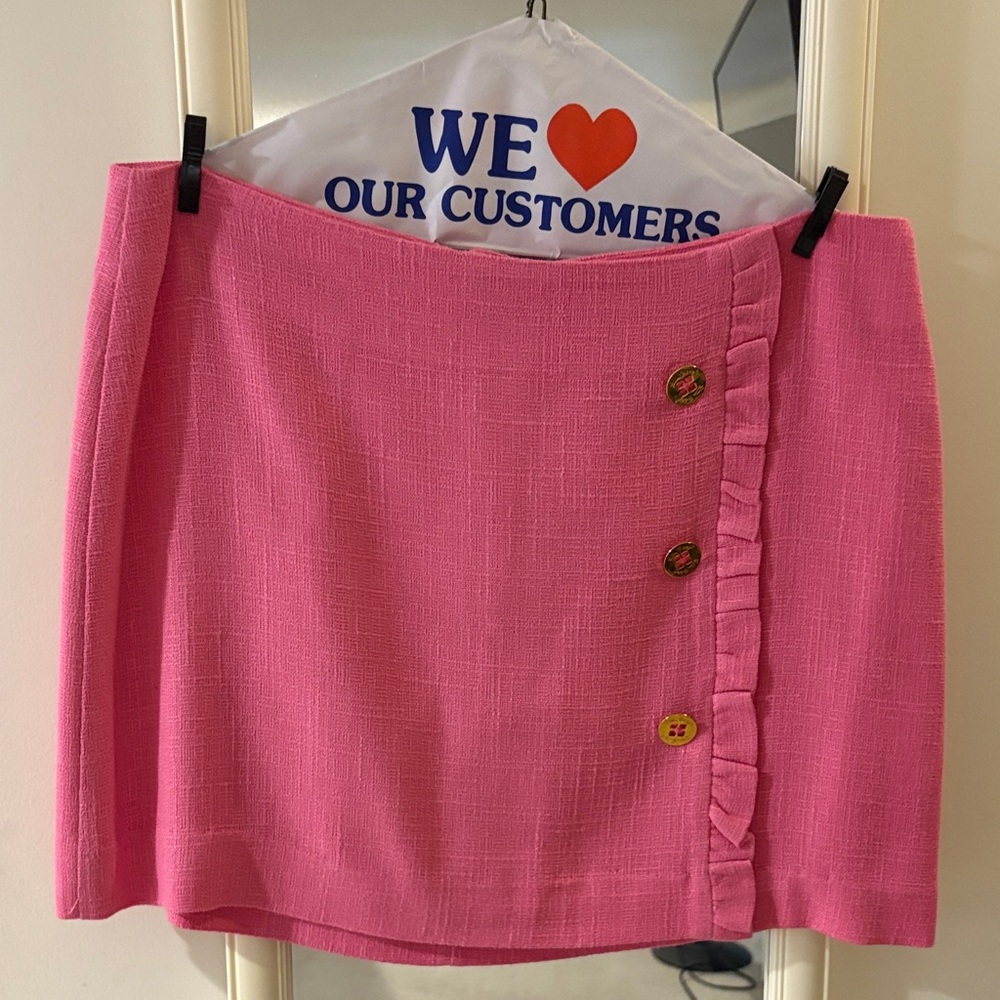 Lilly Pulitzer Vibrant Pink Pencil Skirt with Ruffle Detail